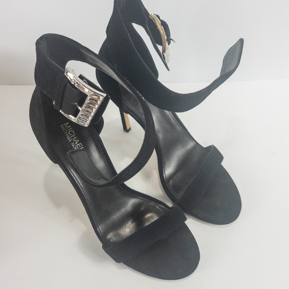 Michael Kors Crystal Embellished Suede Sandal Black -8 - Picture 5 of 6